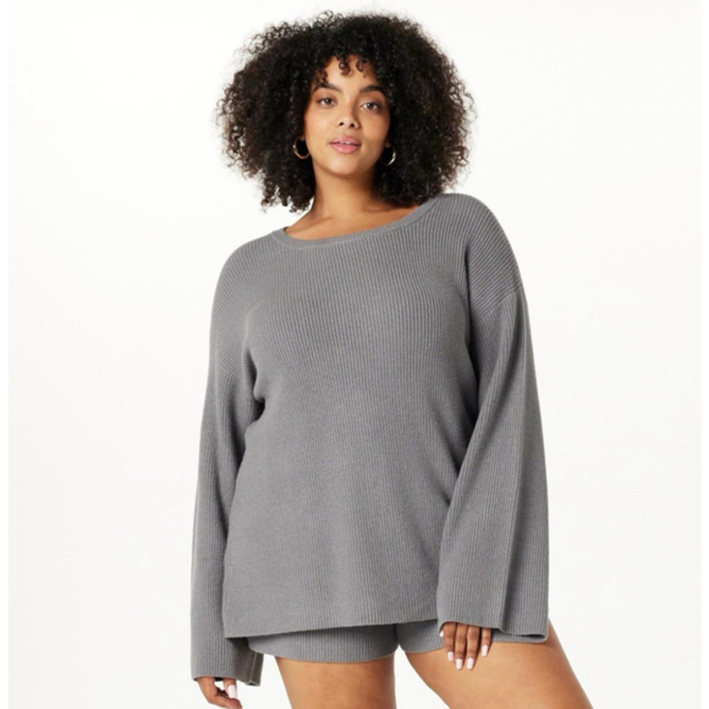 The Drop Women's Alice Crew-Neck Back-Slit Ribbed Pullover Sweater XL